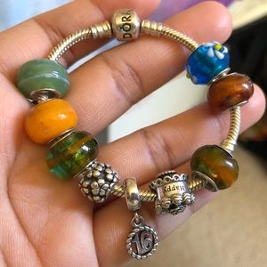 Authentic Pandora Bracelet Jewelry with 9 Charms